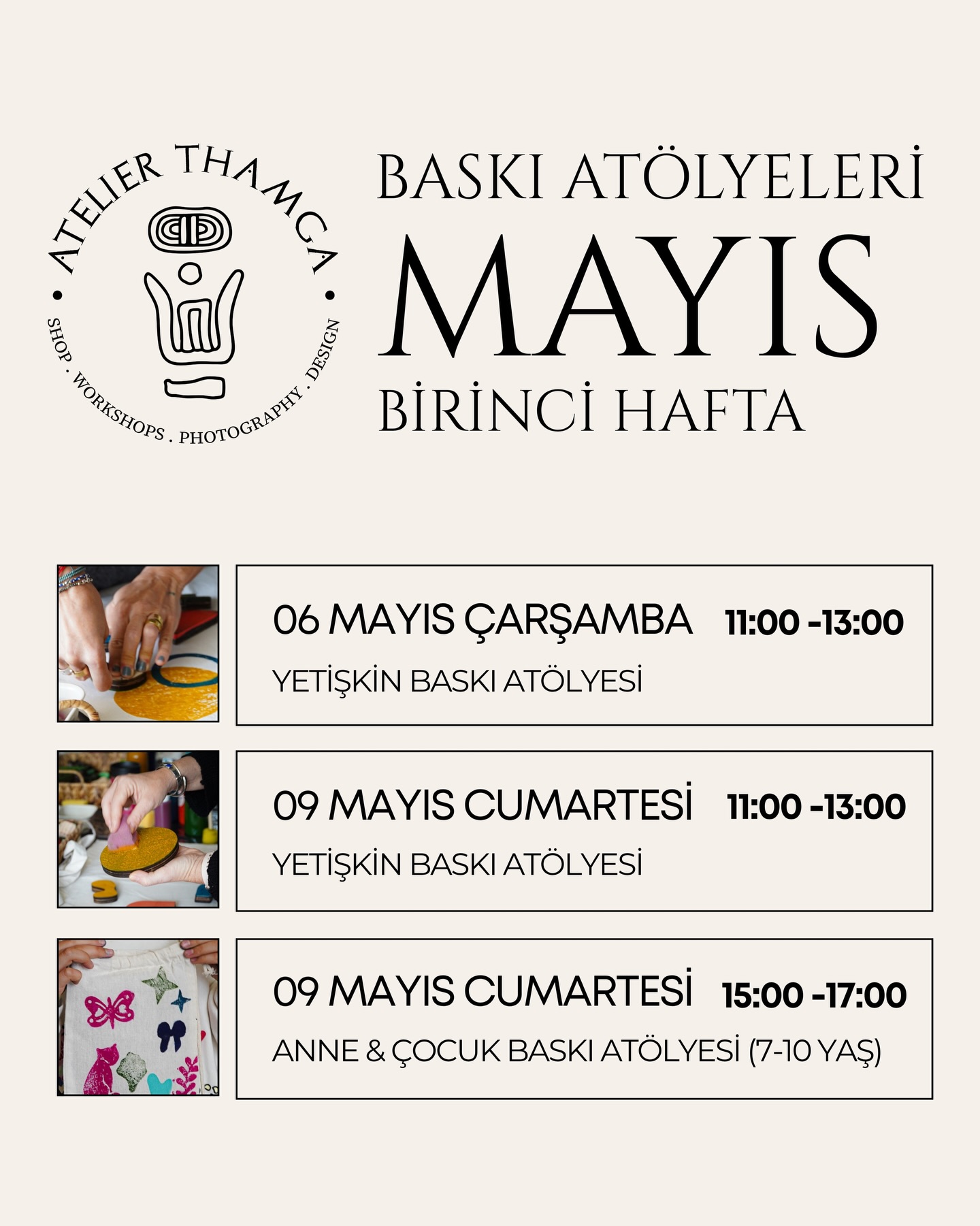 Anne & Çocuk Baskı Atölyesi Etkinlik afişi