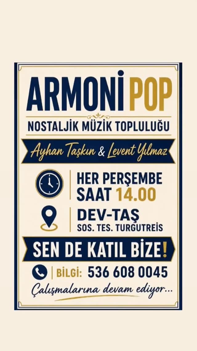 Armoni Pop — Nostaljik Müzik Topluluğu Etkinlik afişi