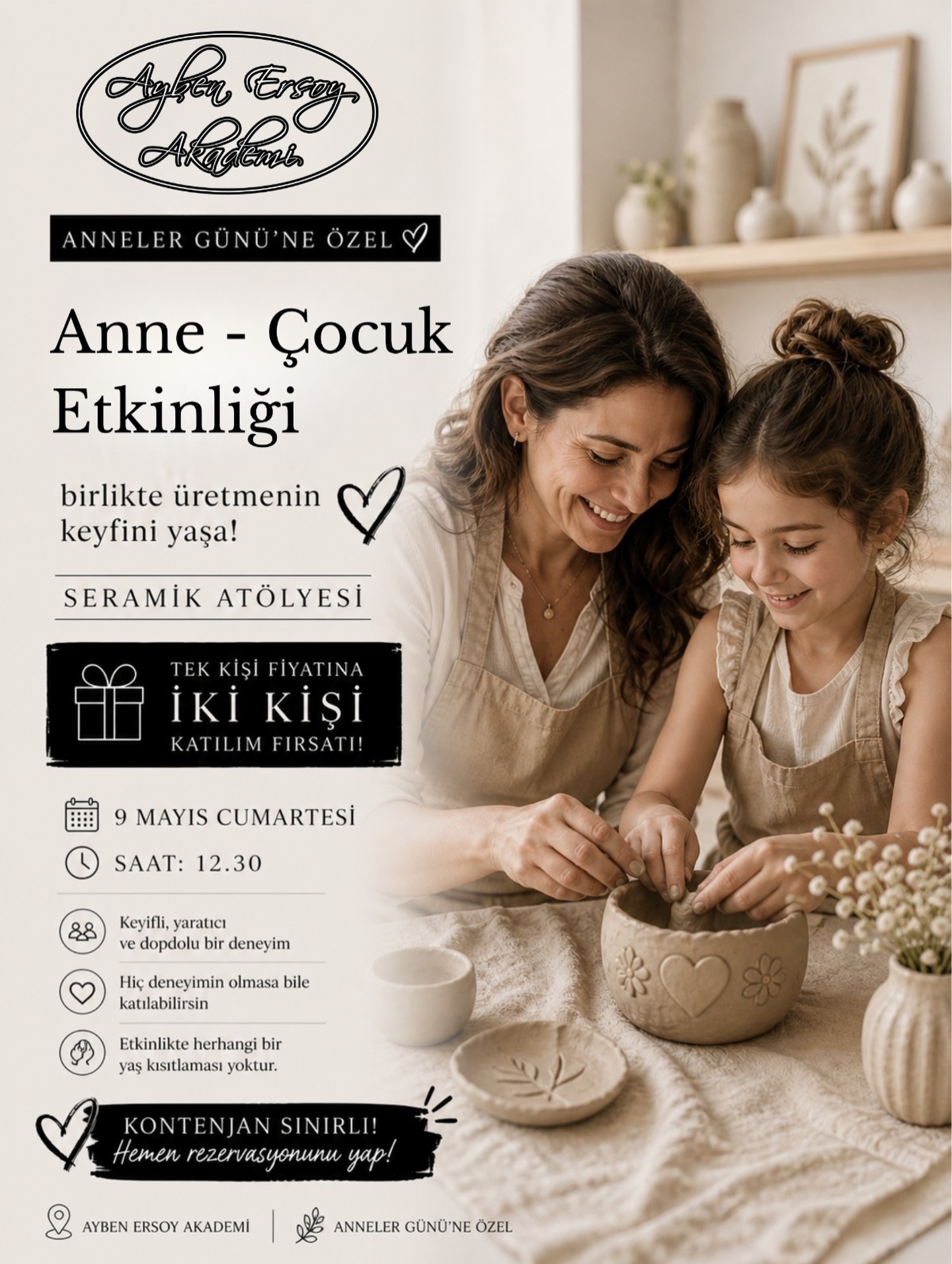 Anne ve Çocuk Seramik Atölyesi Etkinlik afişi
