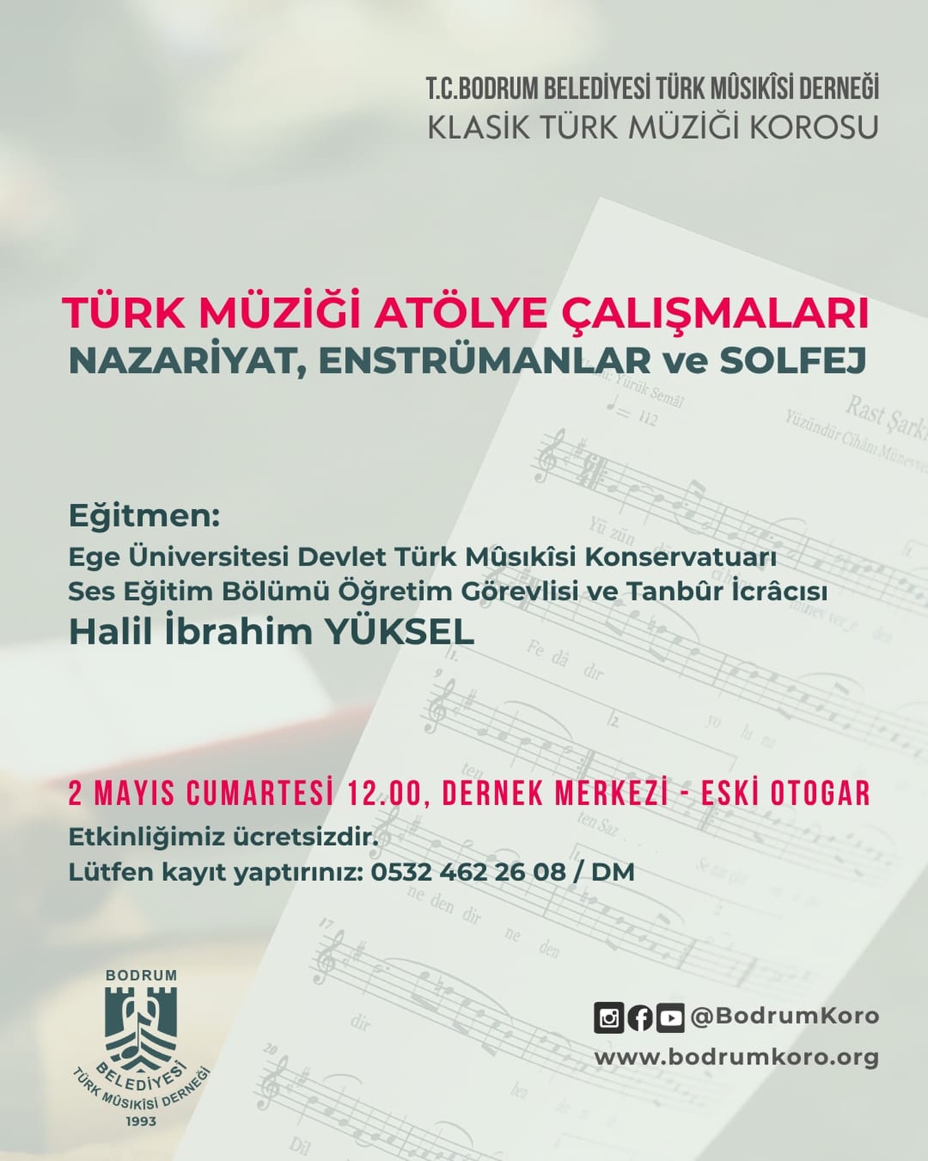 Halil İbrahim Yüksel ile Türk Müziği Atölyesi Etkinlik afişi