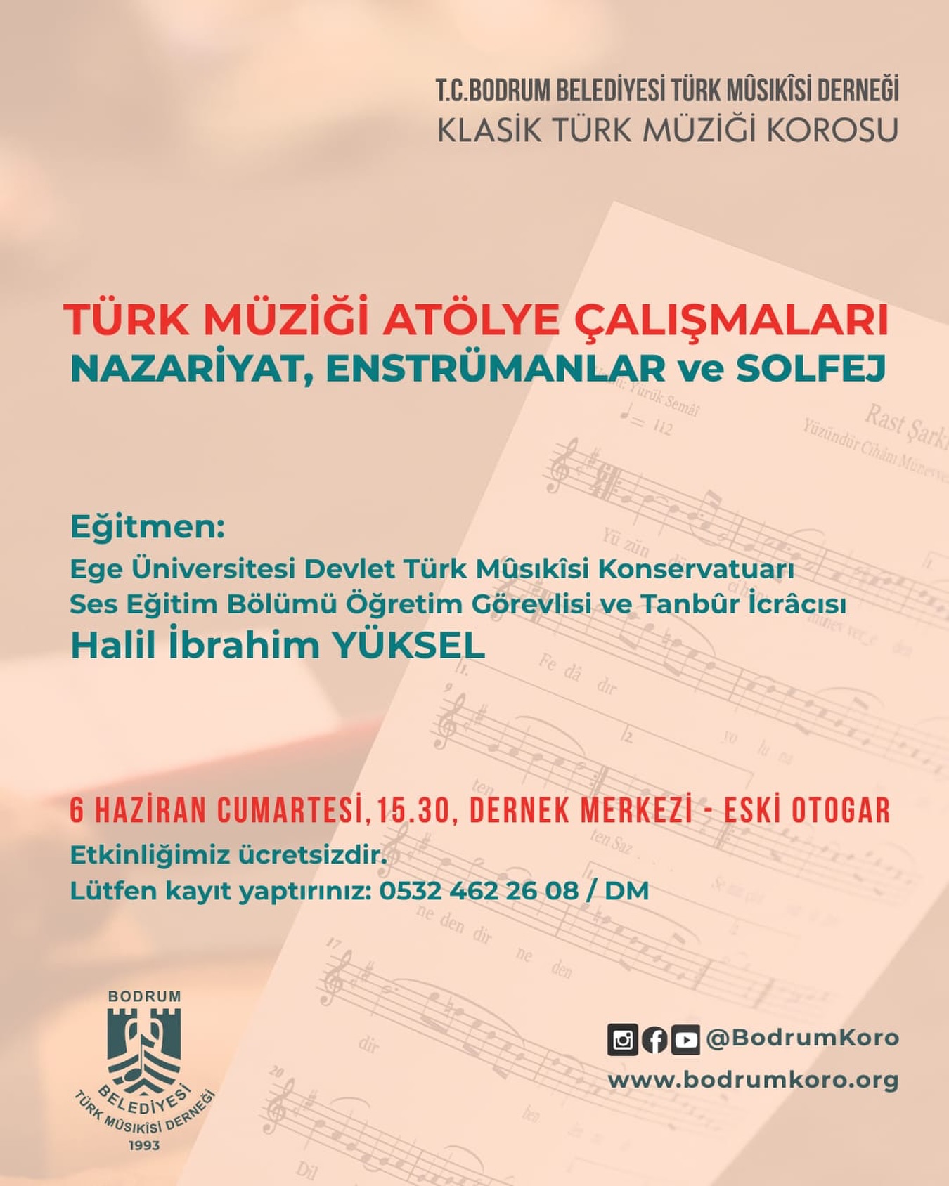 Klasik Türk Müziği Atölyesi — Halil İbrahim Yüksel Etkinlik afişi