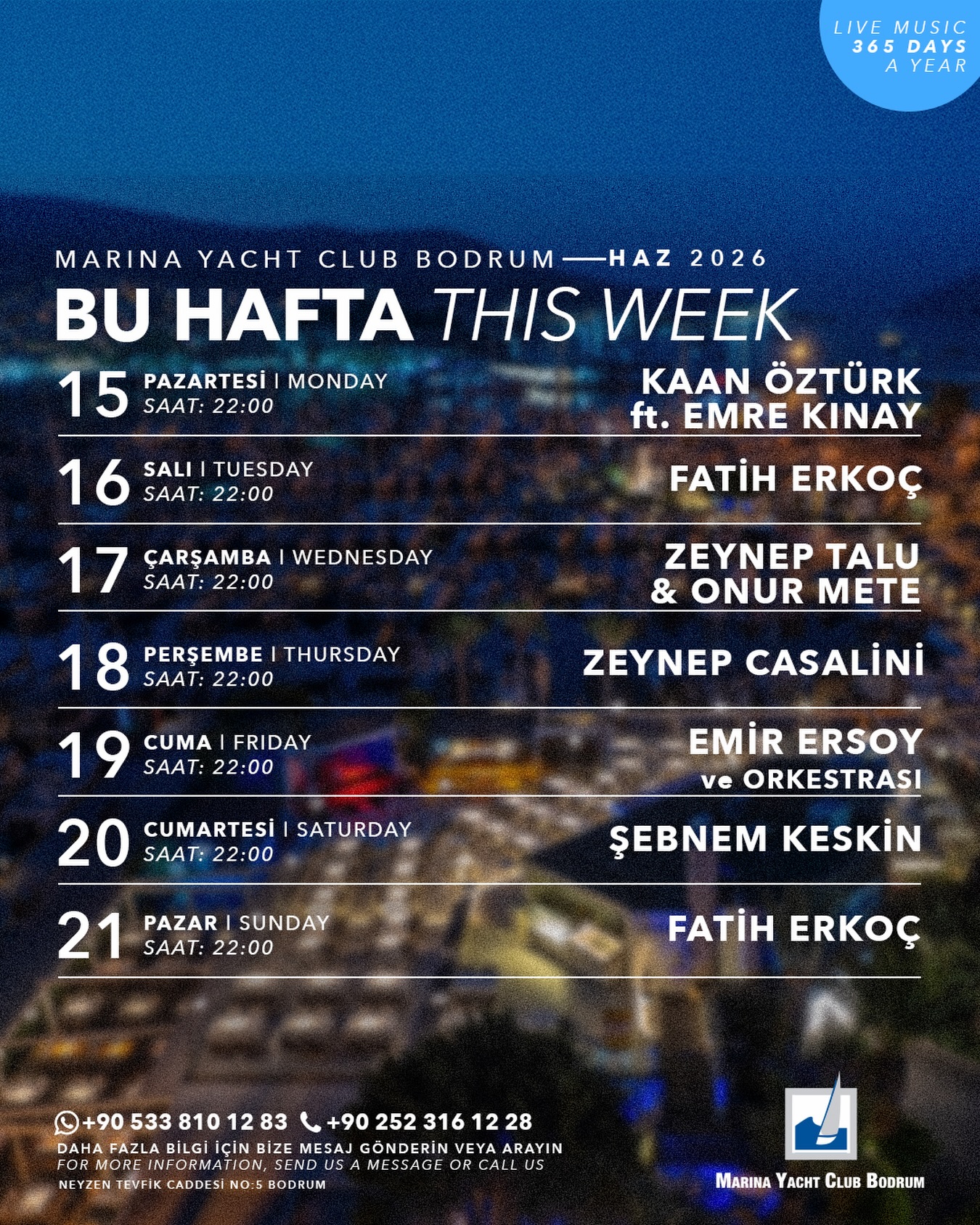 Emir Ersoy ve Orkestrası — Marina Yacht Club Bodrum Etkinlik afişi