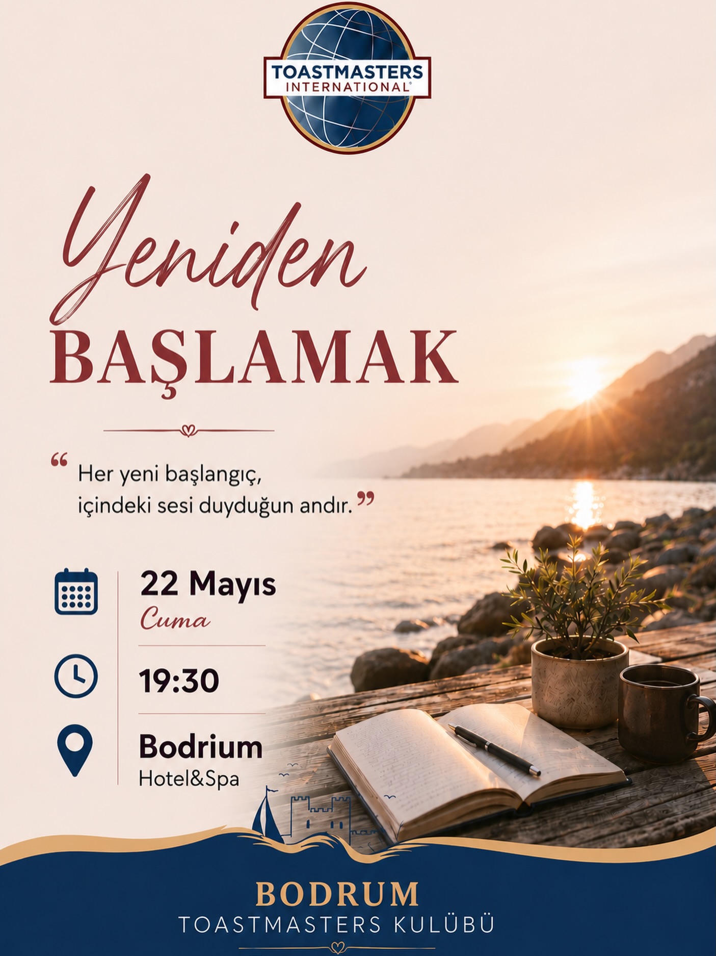 Yeniden Başlamak — Toastmasters Etkinlik afişi