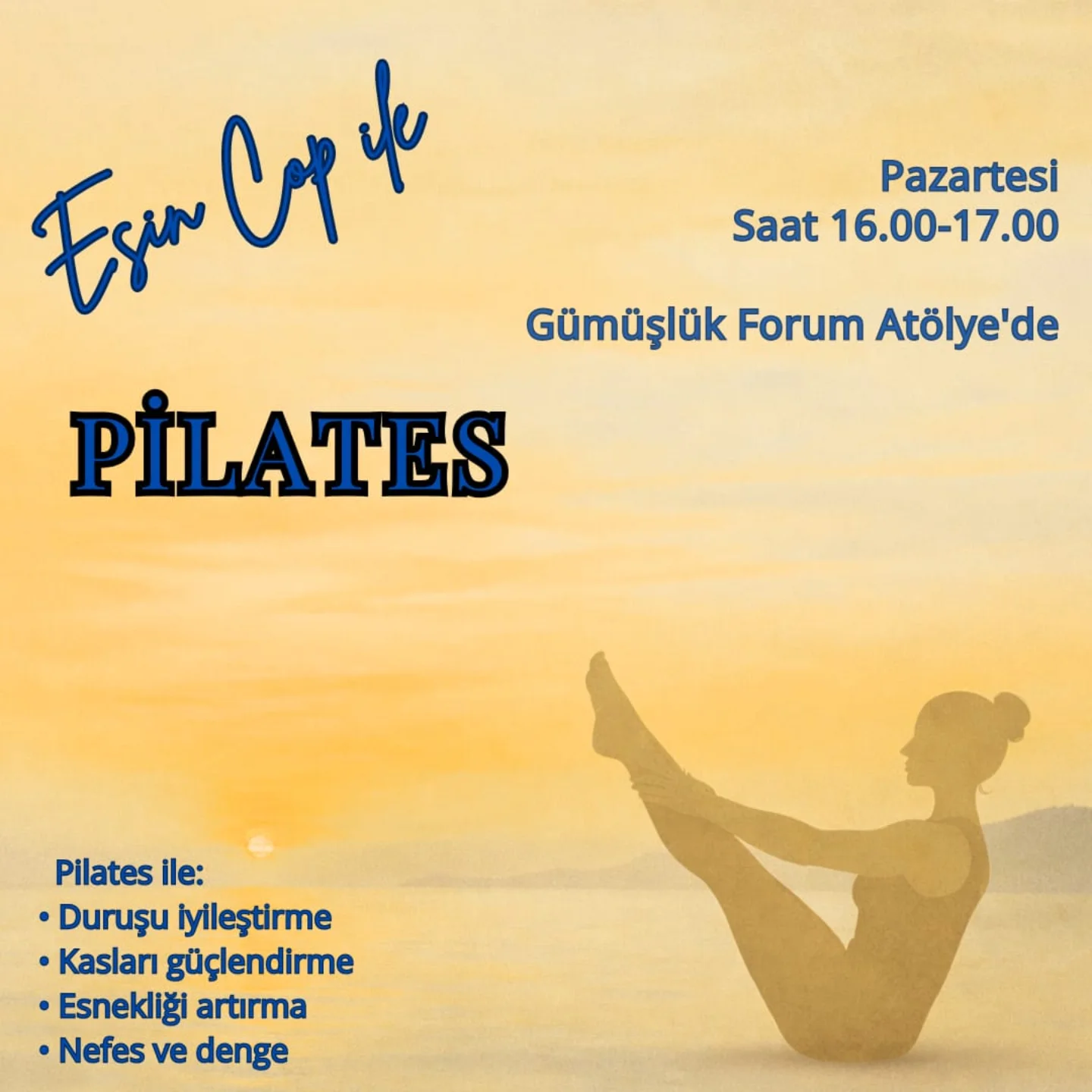 Esin Cop — Pilates (Haftalık sınıf) Etkinlik afişi