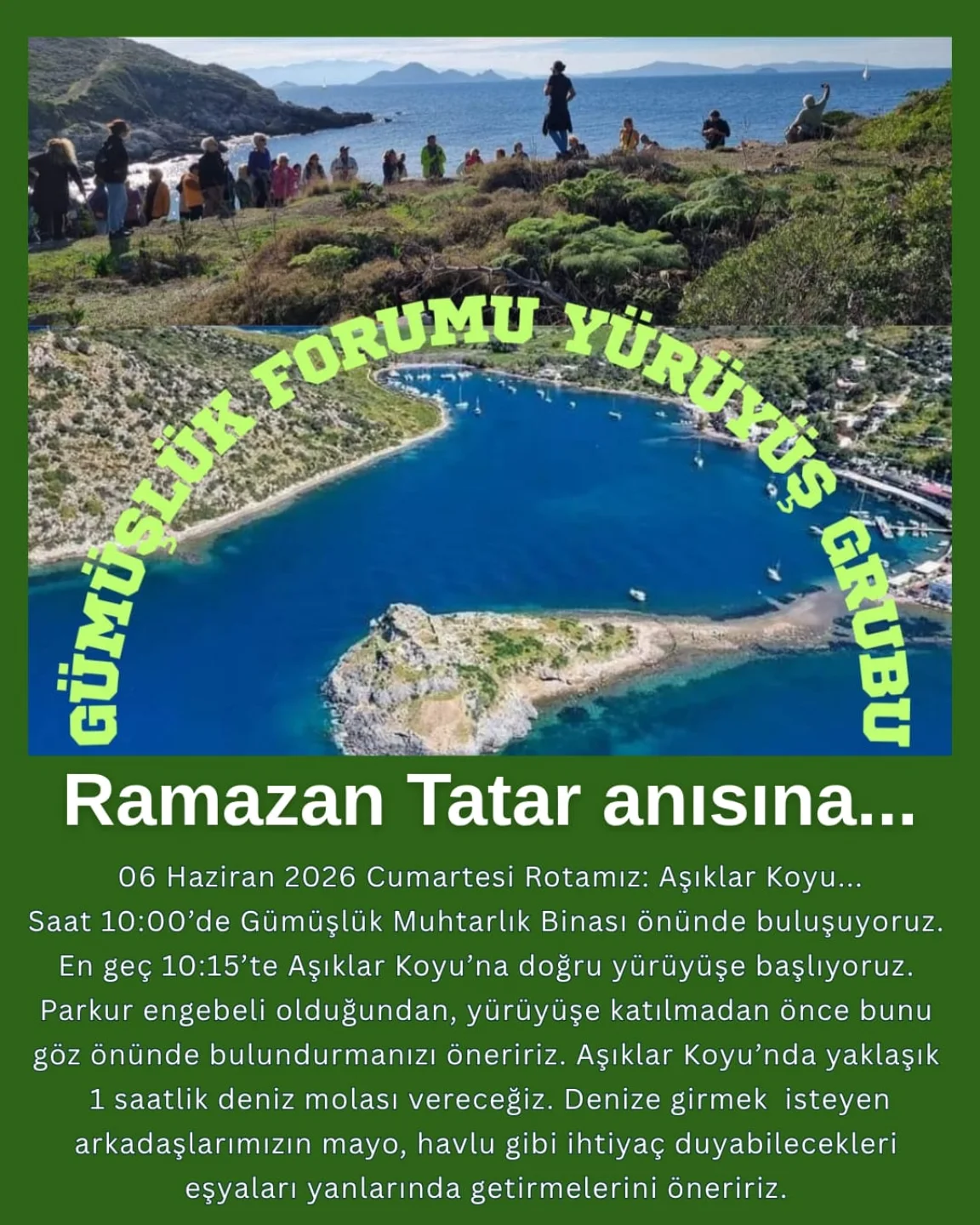 Ramazan Tatar Anısına Yürüyüş — Aşıklar Koyu Rotası Etkinlik afişi
