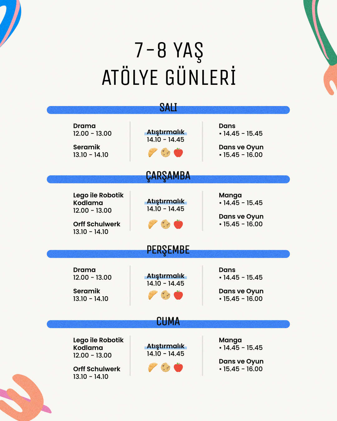 Atölye Günleri — Çarşamba (7-8 Yaş) Etkinlik afişi