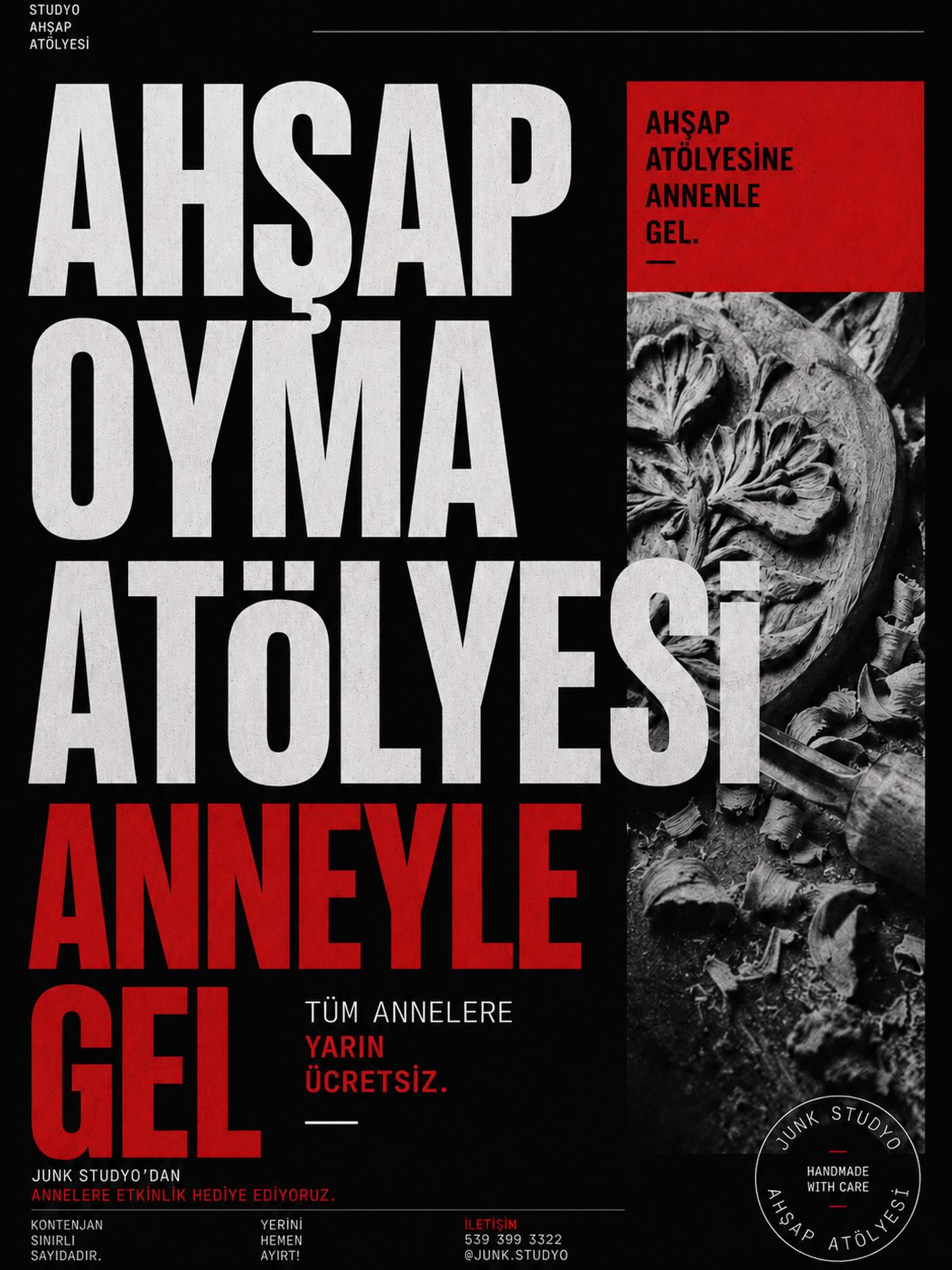 Ahşap Oyma Atölyesi (Anneyle) Etkinlik afişi