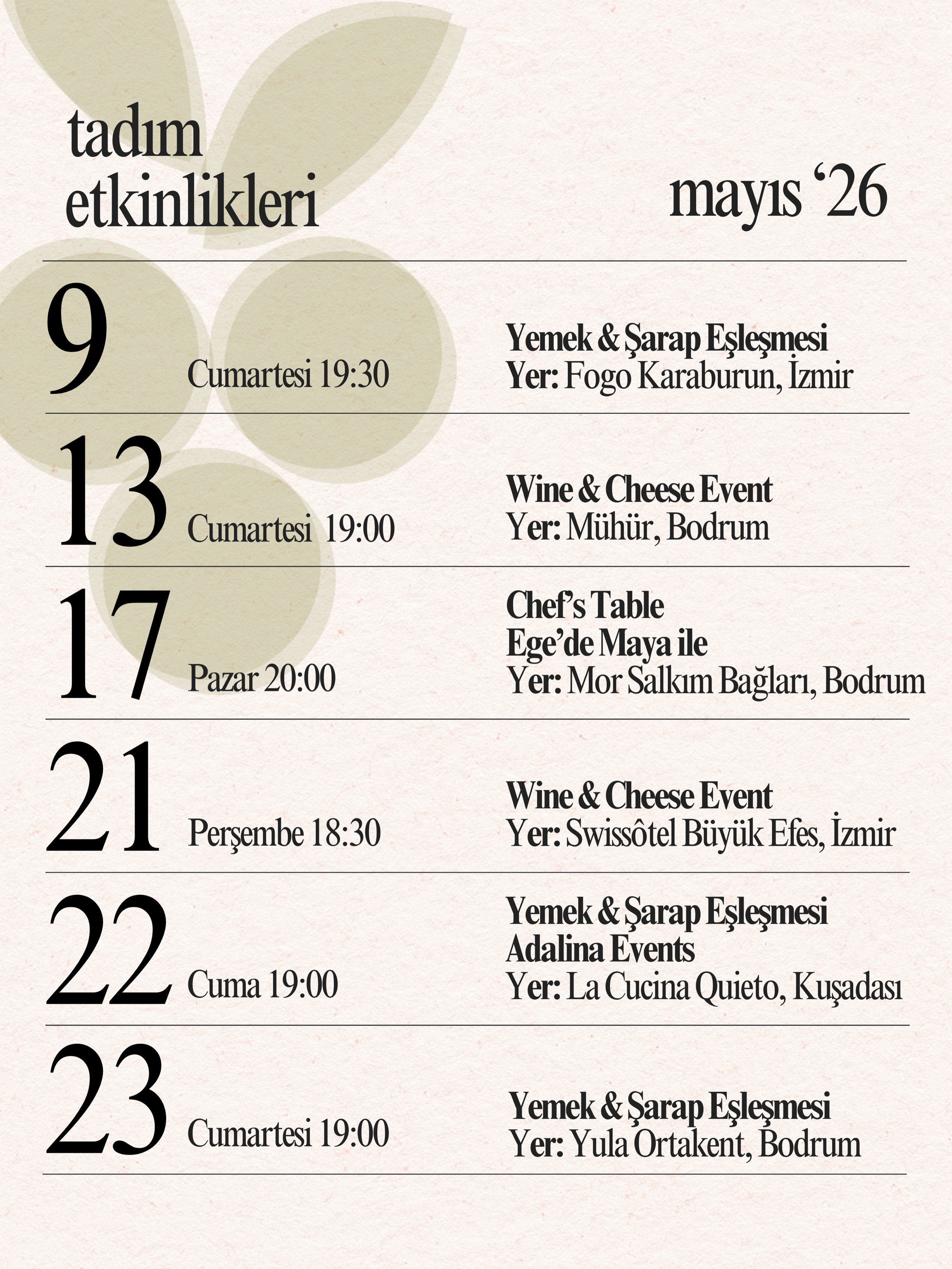 Yemek & Şarap Eşleşmesi Etkinlik afişi