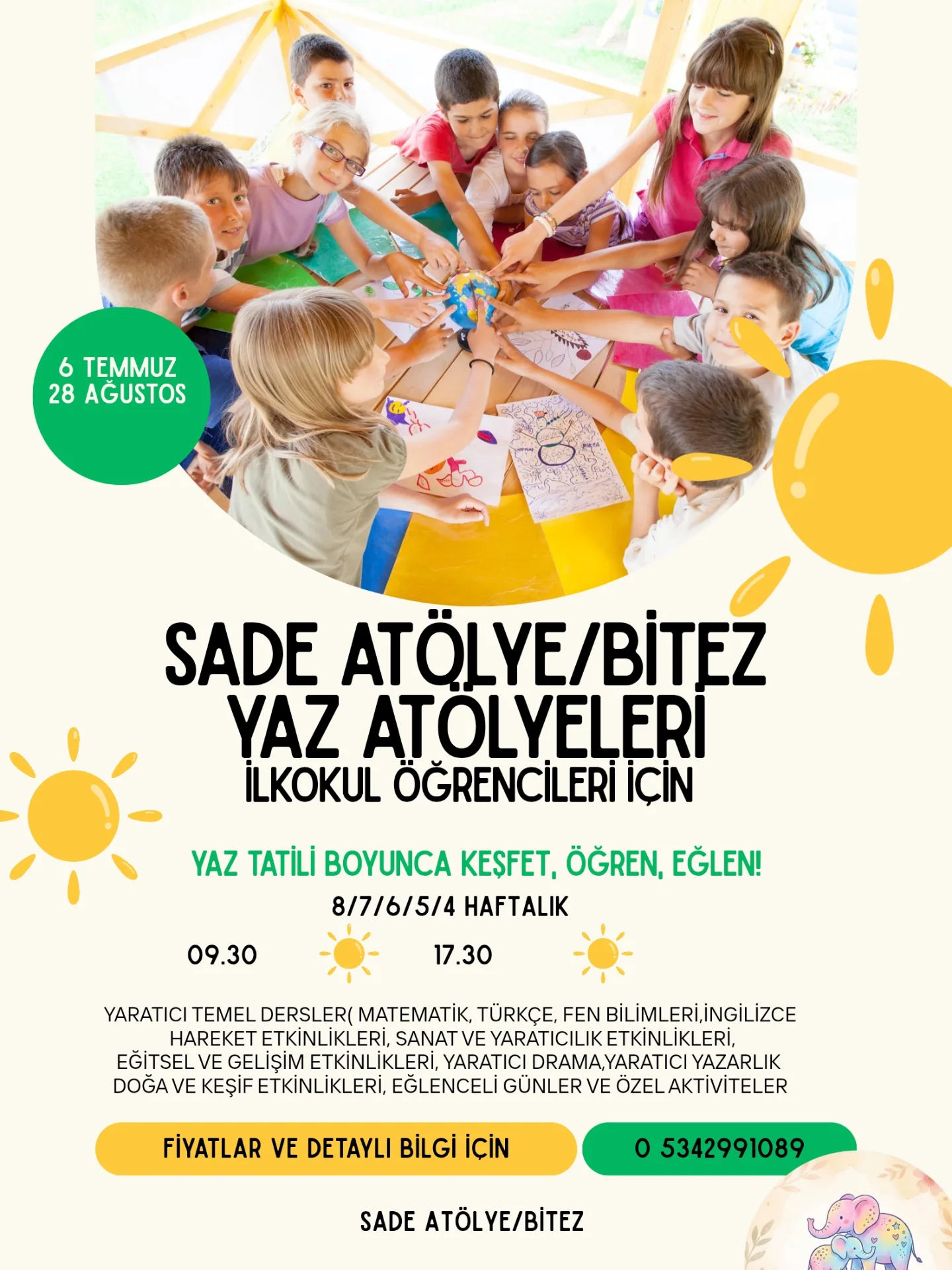 Yaz Atölyeleri — İlkokul Programı Etkinlik afişi
