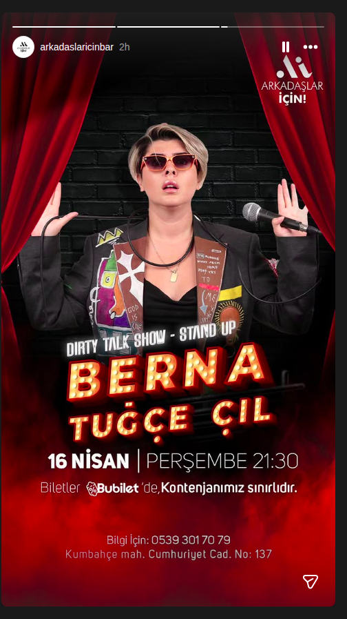 Berna Tuğçe Çil — Dirty Talk Show Etkinlik afişi