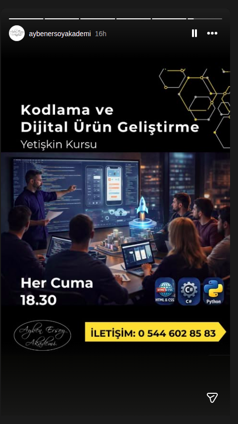Kodlama ve Dijital Ürün Geliştirme - Yetişkin Kursu Etkinlik afişi