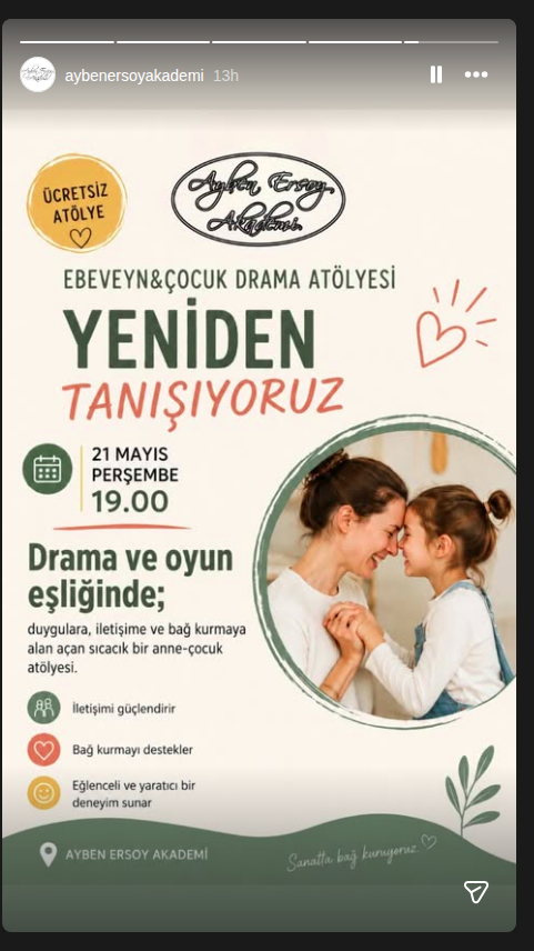 Ebeveyn ve Çocuk Drama Atölyesi — Yeniden Tanışıyoruz Etkinlik afişi