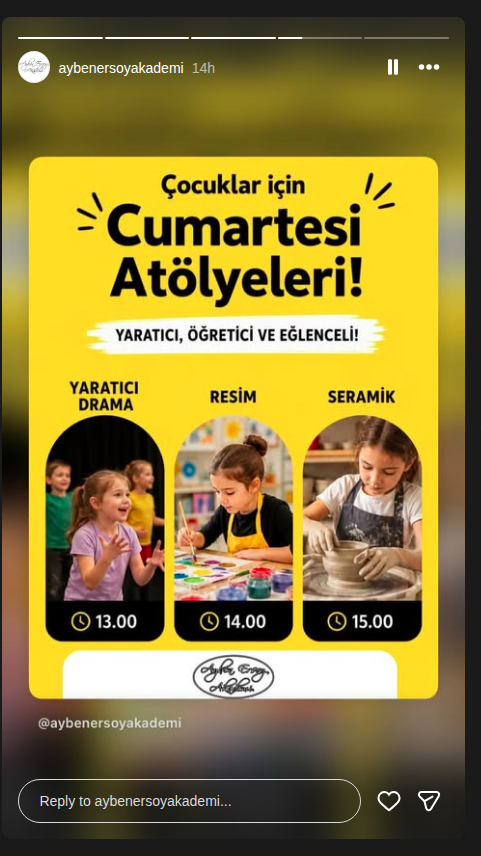 Çocuklar İçin Cumartesi Atölyeleri — Resim Etkinlik afişi