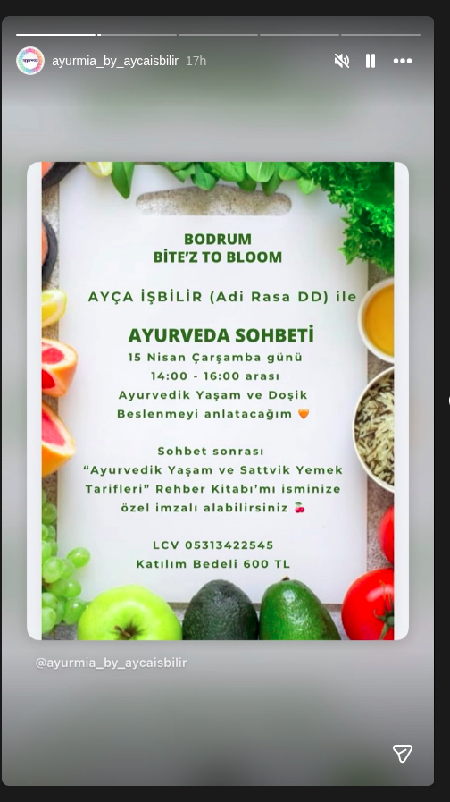Ayça İşbilir ile Ayurveda Sohbeti Etkinlik afişi