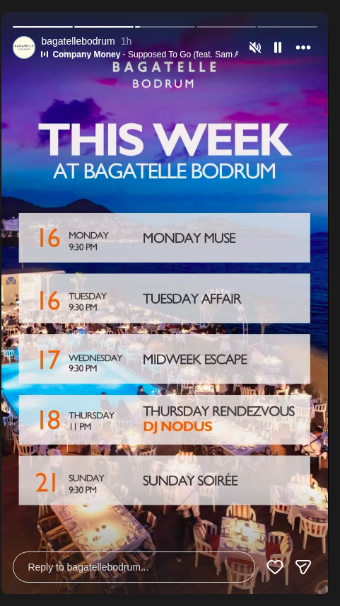 Sunday Soirée — Bagatelle Bodrum Etkinlik afişi
