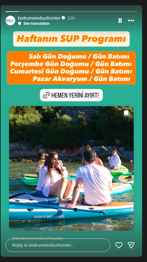 Haftanın SUP Programı — Salı Etkinlik afişi