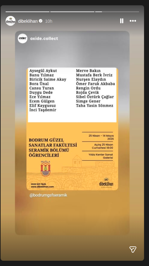 Bodrum Güzel Sanatlar Fakültesi Seramik Bölümü Öğrenci Sergisi — Açılış Etkinlik afişi