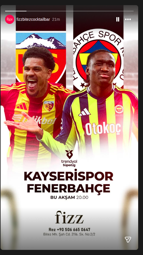 Kayserispor - Fenerbahçe Maçı Canlı Yayın Etkinlik afişi
