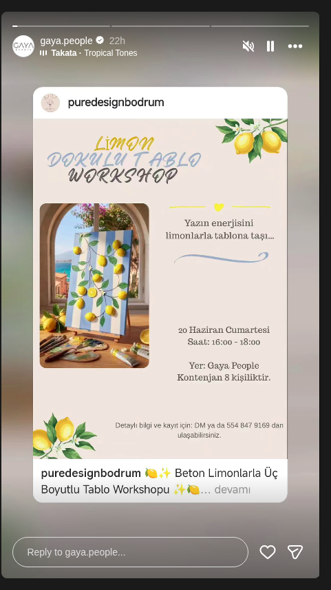 Limon Dokulu 3D Tablo Workshopu — Gaya People Etkinlik afişi