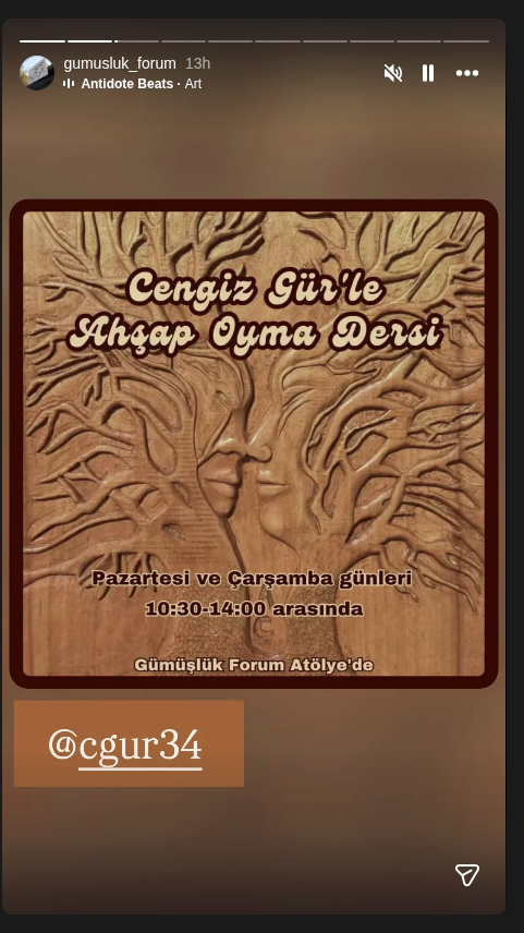 Cengiz Gürle ile Ahşap Oyma Dersi Etkinlik afişi