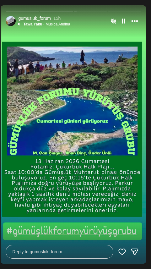 Gümüşlük Forumu Yürüyüş Grubu — Çukurbük Halk Plajı Rotası Etkinlik afişi