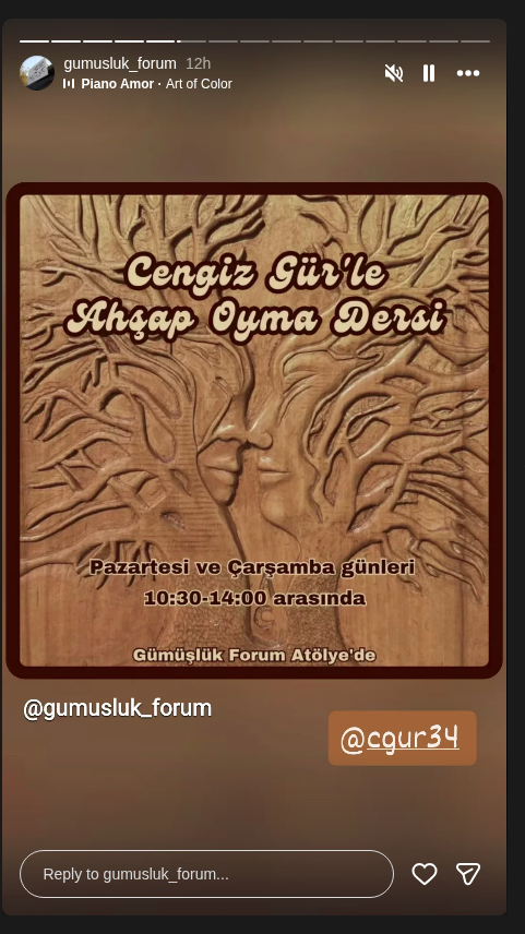 Cengiz Gür ile Ahşap Oyma Dersi — Gümüşlük Forum Etkinlik afişi