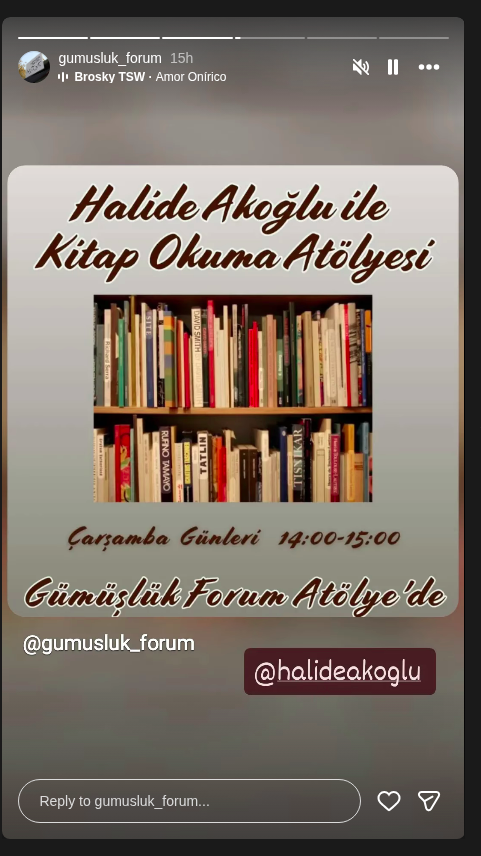 Halide Akoğlu ile Kitap Okuma Atölyesi — Gümüşlük Forum Etkinlik afişi