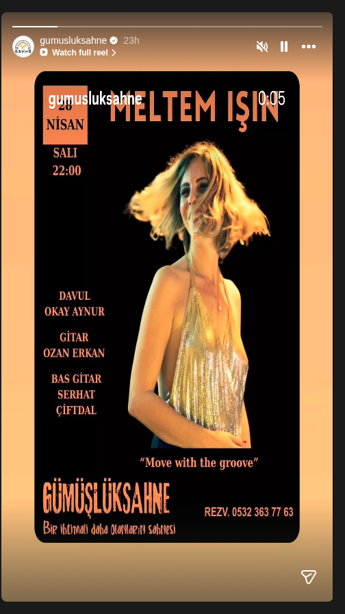 Meltem Işın Live Постер события