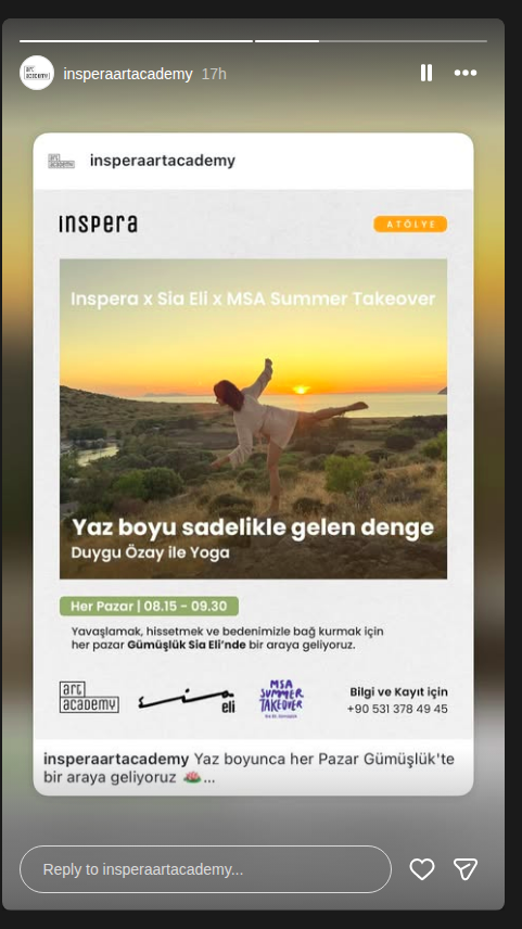 Duygu Özay ile Yoga — Sia Eli Bodrum Etkinlik afişi