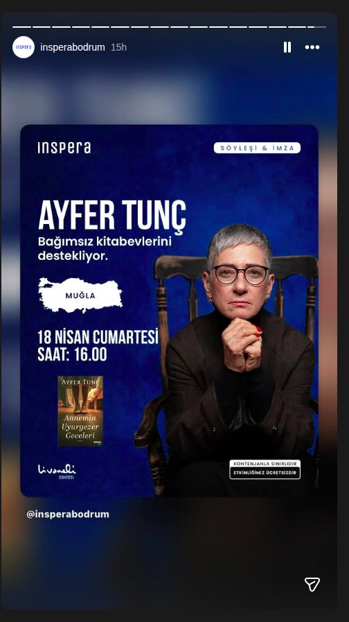 Ayfer Tunç — Söyleşi ve İmza Etkinlik afişi