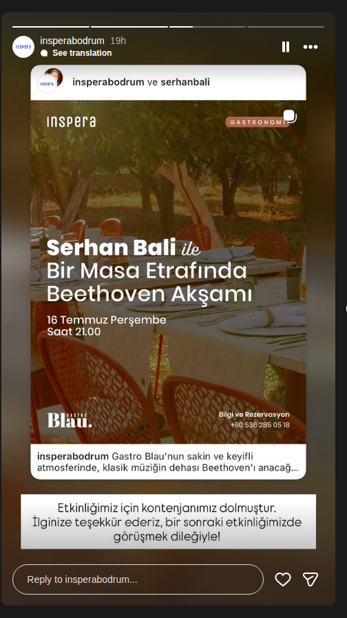 Serhan Bali ile Bir Masa Etrafında Beethoven Akşamı — Gastro Blau
