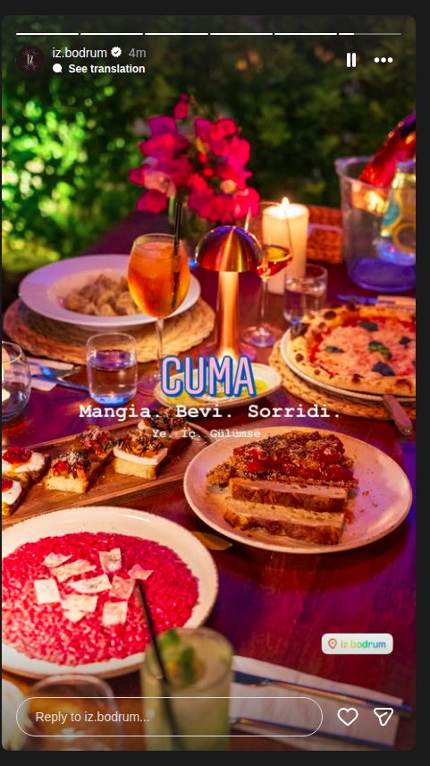 Mangia Bevi Sorridi — İZ Bodrum Etkinlik afişi