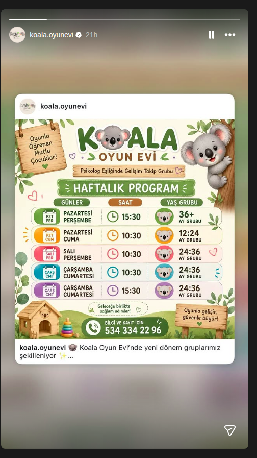 Haftalık Gelişim Takip Grubu (24–36 Ay) — Öğleden Sonra Etkinlik afişi