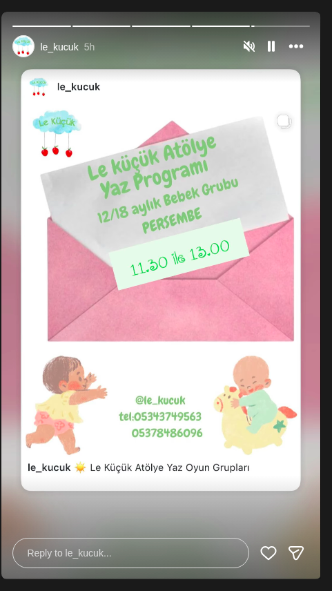 12/18 Aylık Bebek Grubu — Le Küçük Çocuk Atölyesi Etkinlik afişi