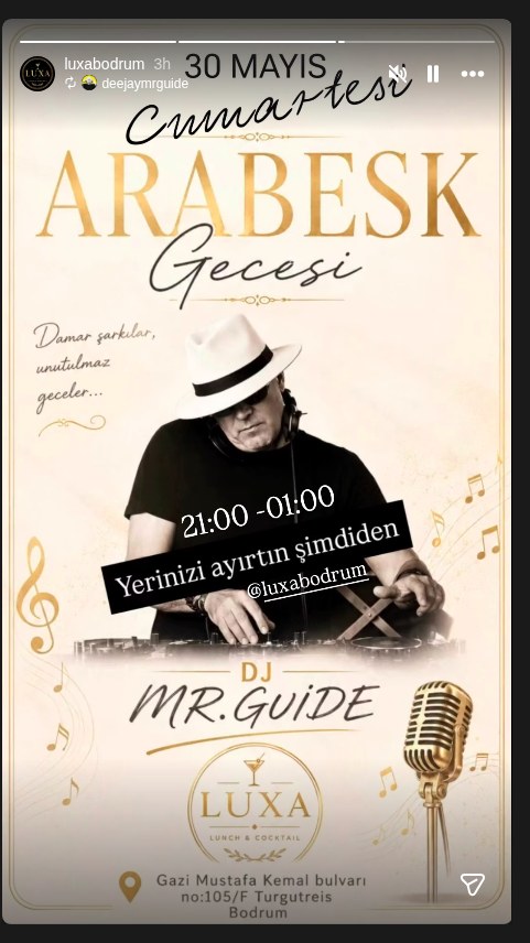 DJ Mr. Guide ile Arabesk Gecesi — LUXA Bodrum Etkinlik afişi