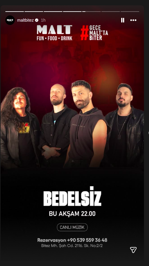 Bedelsiz - Canlı Müzik Etkinlik afişi