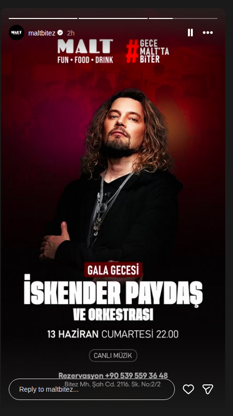 İskender Paydaş ve Orkestrası — Malt Bitez Etkinlik afişi