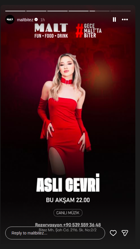 Aslı Çevri — Malt Bitez Etkinlik afişi