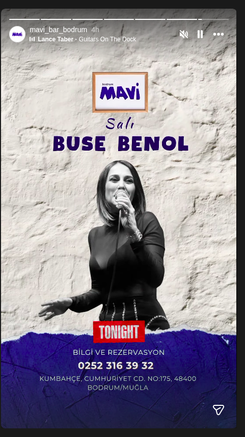 Buse Benol — Mavi Bar Bodrum Etkinlik afişi