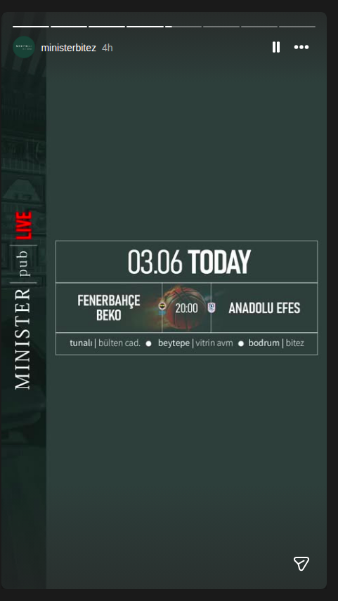 Fenerbahçe Beko - Anadolu Efes Maç Yayını — Minister Bitez Etkinlik afişi