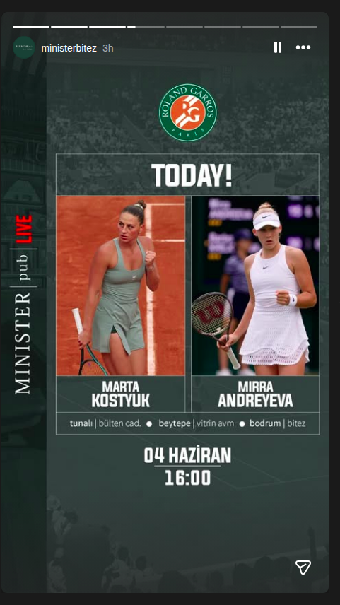 Mirra Andreyeva — Marta Kostyuk Etkinlik afişi