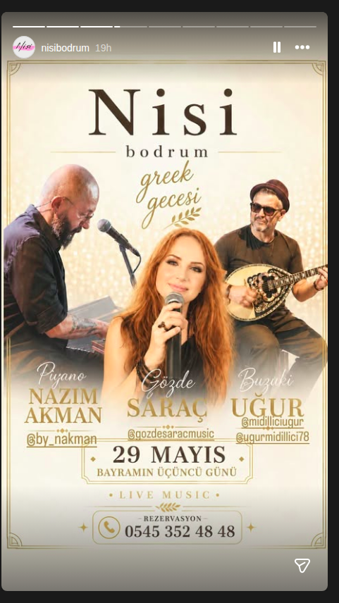 Gözde Saraç — Yunan Gecesi Etkinlik afişi