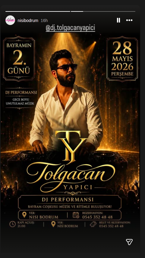 Tolgacan Yapıcı — Nisi Bodrum DJ Performansı Etkinlik afişi
