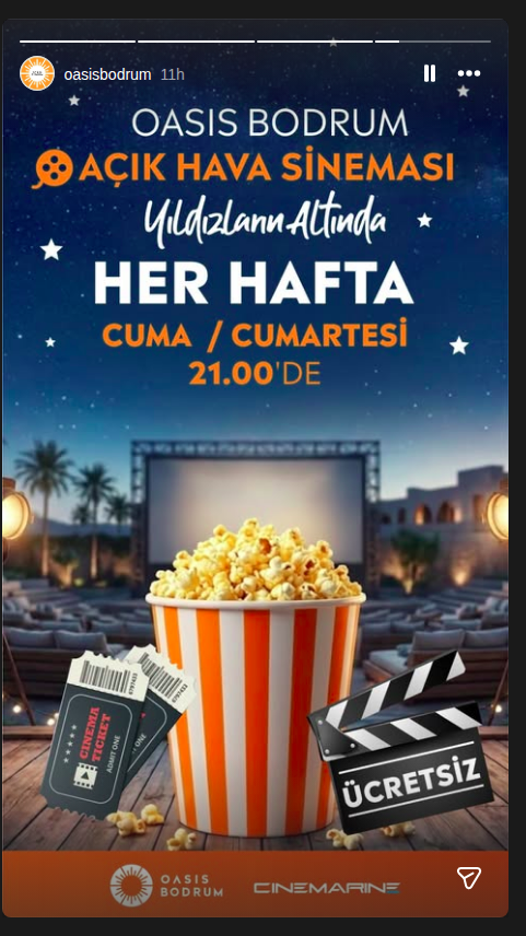 Oasis Bodrum Açık Hava Sineması Etkinlik afişi
