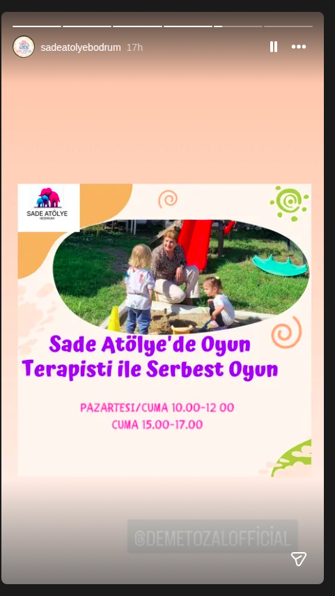 Sade Atölye'de Oyun Terapisti ile Serbest Oyun Etkinlik afişi