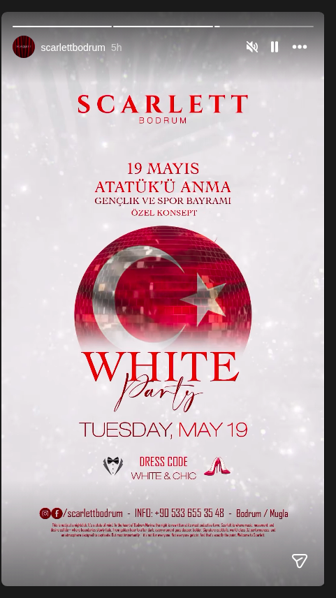 White Party — Atatürk'ü Anma Gençlik ve Spor Bayramı Özel Konsept Etkinlik afişi