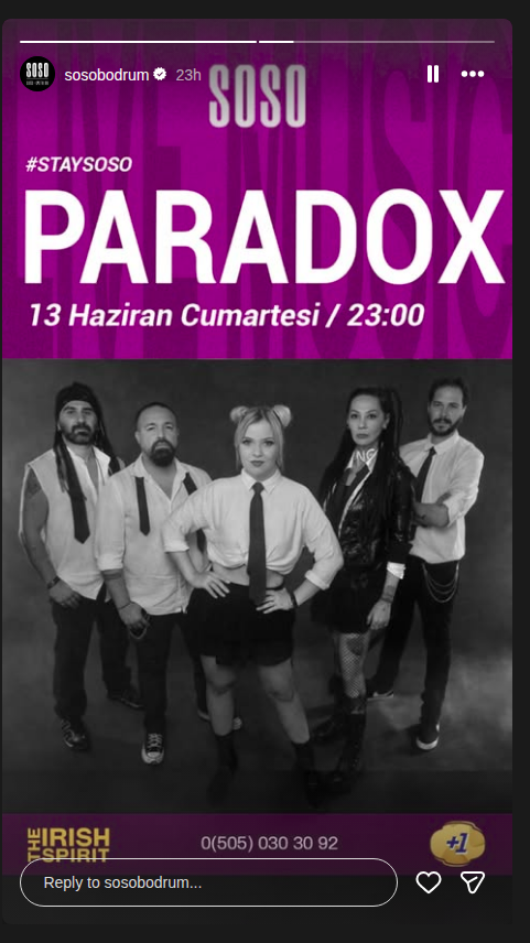Paradox — Soso Bodrum Etkinlik afişi