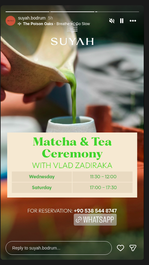 Matcha & Tea Ceremony: Vlad Zadiraka — Suyah Bodrum Etkinlik afişi
