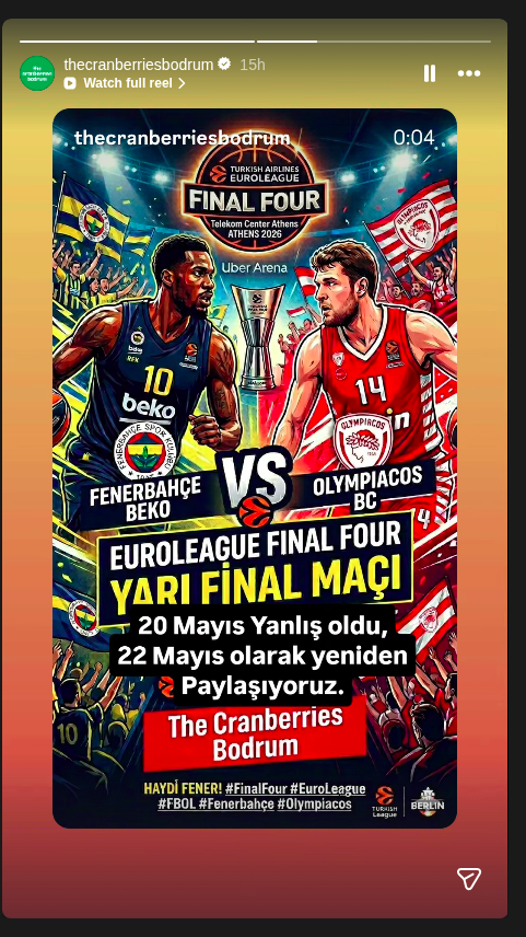 Fenerbahçe Beko vs Olympiacos — Canlı Maç Yayını Etkinlik afişi