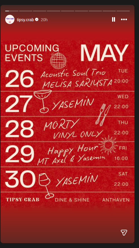 MT Axe & Yasemin — Tipsy Crab Happy Hour Etkinlik afişi